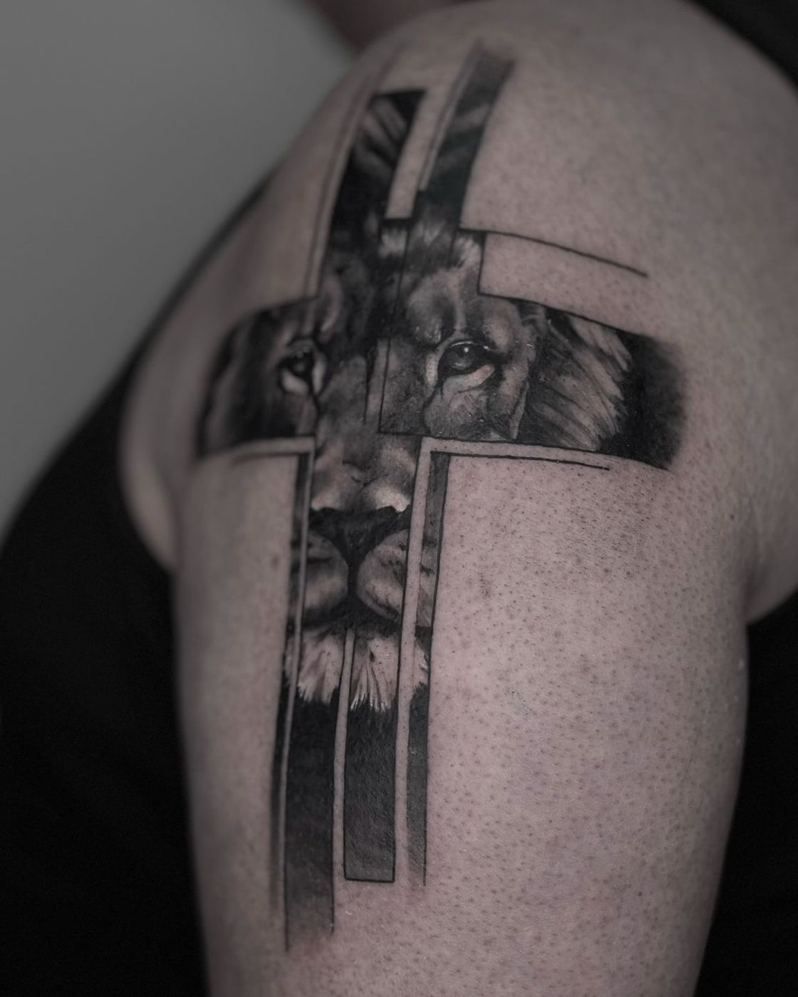 Löwe im Kreuz, gestochen von Kosta